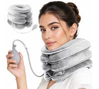 Inflatable Neck Stretcher for Cervical Traction with 3 Layer Stretch Design and Chin Support Design, Neck Support for Pain Relief, Neck Support for On the Go at Home (Light Grey)