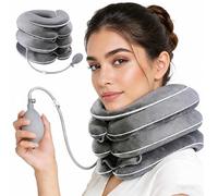 Inflatable Neck Stretcher for Cervical Traction with 3-Layer Stretch Design & Chin Support Design, Neck Support for Pain Relief, Neck Support for On the Go at Home (Grey)