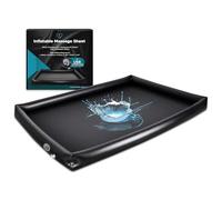 Inflatable Nuru Massage Sheet, 0.35mm Premium Vinyl | Self-Inflating USB-C Pump (60 Seconds) | Flocked Anti-Slip Base | Inflatable Raised Sides | 210cm x 156cm x 16cm | 2 Repair Patches | Couples