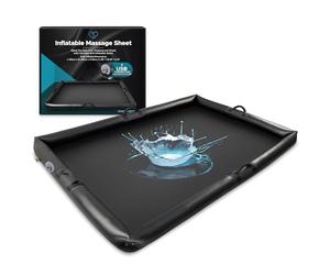 Inflatable Nuru Massage Sheet with Inflatable Sides | Black Durable PVC Waterproof | Protection against Oil, Water-based, and Silicone-based Products | 210 x 156 x 16 cm