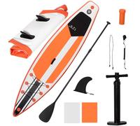 Outsunny 10Ft Inflatable Paddle Stand Up Board, Adjustable Paddle Non-Slip Deck, White