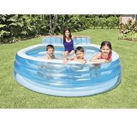 Inflatable Paddling Pool for Adults with Seat - Garden Family Swim Centre - Swimming Pool For Kids and Adults - Large Inflatable Lounger For Family (229 x 218 x 76cm)