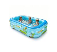 Inflatable Paddling Pool for Kids, 2.1M 3 Layer Large Rectangular Paddling Pool with Repair Patch, Anti Slip, Easy to Inflate & Storage Swimming Pool for Kids, for Indoor, Outdoor, Garden