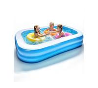 Inflatable Paddling Pool for Kids, 2M Large Rectangular Paddling Pool with Adhesive Repair Patch, Easy to Inflate & Storage Swimming Pool for Kids, for Family, Indoor,Outdoor, Garden, Beach