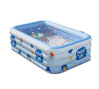 Inflatable Paddling Pool for Kids and Adults, 210x140cm Thick PVC Family Pool, Easy Setup for Outdoor Use in Beaches, Backyards, and Gardens