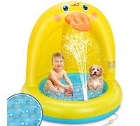 Inflatable Paddling Pool Water Spray Pool Float | Sunshade Baby Pool With PVC Canopy and Extra Soft Bubble Base | Outdoor Garden Games Paddling Pool for Toddlers Kids Girls Boys