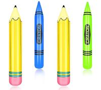 Inflatable Pencil Crayon Balloons Set, 4Pcs Back to School Blow Up Crayons and Pencil Balloons for First Day of School Classroom Party Decorations