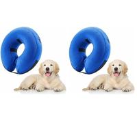 Inflatable Pet Protection Cover Recovery Collar Pet Collar Cone Soft Adjustable Comfy Quick Release Dog Donut Collar Washable Protective Collar for Dogs Cats to Stop Licking Wounds（M） (Pack of 2)