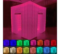 Inflatable Photo Booth Enclosure, 8.2 x 8.2ft Portable 16 Colors LED Dimmable Shooting Photobooth Tent Kit with 2 Doors and Inner Air Blower, Remote Controller, Carry Bag