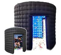 Inflatable Photo Booth Enclosure with RGB LED Light - 10ft Width, 3 Doors, Curtain, Air Blower for Weddings, Parties, and Live Events
