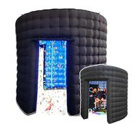 Inflatable Photo Booth Enclosure with RGB LED Light Backdrop - 10ft Wide, 3 Doors, Curtain & Air Blower - Ideal for Weddings, Parties & Live Events