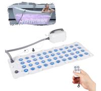 Inflatable Pillow Bath Mat with Remote - 6 Speed Bubble Jets, Colourful LED Glow, Non-Slip Design, 110cm Long Portable Spa Massager for Bathtub