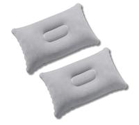 Inflatable Pillows for Camping 2 Pcs, Ultralight Water Resistant Portable Compact Compressible Blow Up Outdoor Travel Pillow Soft Flocked Surface for Travel, Camping, Beach, Outdoors, Fishing (Grey)