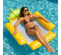 Inflatable Pineapple Pool Float, 118 x 63 cm Fruit Pool Lounger with Cooling Mesh Centre, Summer Water Hammock Raft for Pool, Beach, Lake and Vacation