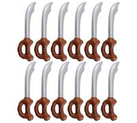 Inflatable Pirate Sword - Pack of 12 - Silver Sword with Brown Jolly Rodger Handle - Adults Mens Womens Swashbuckler Buccaneer Halloween Fancy Dress Costume Accessory