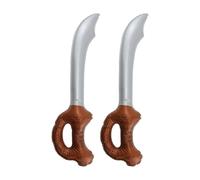 Inflatable Pirate Sword - Pack of 2 - Silver Sword with Brown Jolly Rodger Handle - Adults Mens Womens Swashbuckler Buccaneer Halloween Fancy Dress Costume Accessory