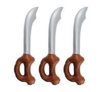 Inflatable Pirate Sword - Pack of 3 - Silver Sword with Brown Jolly Rodger Handle - Adults Mens Womens Swashbuckler Buccaneer Halloween Fancy Dress Costume Accessory