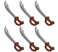Inflatable Pirate Sword - Pack of 6 - Inflatable Pirate Cutlass Sword With Silver Blade and Brown Handle - Pirate Fancy Dress Costume Accessory