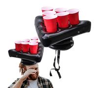 Inflatable Pong Toss Game Hat, Hat Pong Drinking Game Cup Holder for 2-Player Endless Party Fun Twist on a Party Classic