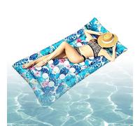Inflatable Pool Bed - Sun Lounger with Tropical Leaf Print | with PVC Headrest, Air Filled Pool Float - Suitable for Women, Children, Sunbathing, Water Sports, Holidays and Family