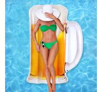 Inflatable Pool, Beer Shaped Inflatable Pool Float Lounger | Classic Edition Inflatable Floating Sun Lounger, Pool Water Floating Bed, Extra Large Cushion for Sunbathing and Outdoor