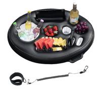 Inflatable Pool Cup Holder, Floating Pool Bar 9 Holes with Pull Rope, 2 in 1 Large Pool Tray 75 x 50 Portable Floating Cup Holder for Adults Apero Pool Tray