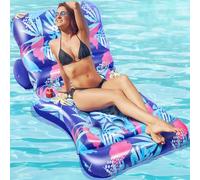 Inflatable Pool Float Adult Lounger Floats Floating Chair Raft with Adjustable Backrest Drink Holder Water Floating