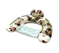 Inflatable Pool Float Chair 2026 | Leopard Print U-Shape Floating Lounger With Cup Holder & Headrest | Luxury Water Hammock For Adults, Beach, Lake & Summer Pool Parties - Tan