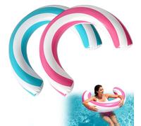 Inflatable Pool Float Noodle, Curved Arch Shape, Swimming Inflatable Stick, Lightweight and Portable, for Swimming Pool, Beach, Ocean, Lak, 2 Pcs (Blue and pink)