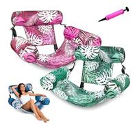 Inflatable Pool Floating Chair, 2 Packs Pool Chair Floats for Adults, 4 in 1 Heavy Duty Floating Lounge Chairs for Adults Kids for Party Summer Water Beach Lake Fun (2pc-B)