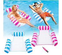 Inflatable Pool Floats 2Pack, Pool Inflatables for Swimming Pools Inflatable Hammocks Adults Pool Float Toys Float Lounge Chair Water Hammock Pool Float Hammock with Manual Pump Pool Games for Summer