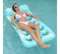 Inflatable Pool Floats Adult, Swimming Pool Floats Lounger Adult - Pool Float Lounge Raft Floaties Water Floating Recliner Adult Chair Foot Rest Toys, Swimming Pool Floaty Holiday Travel (Green-C)