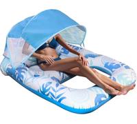 Inflatable Pool Floats Adult with Canopy - UPF 50+ Sun Shade & Face Protection, 330lbs Heavy Duty Floating Lounger, Eco PVC for Pool/Beach/Resort, 2 Air Chambers Design-01