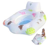 Inflatable Pool Floats Chair With Color Changing Light, Swimming Pool Lounge Float, Water Floating Recliner Chairs, Solar Powered Water Floats for Adults with 2 Cup Holders & 2 Armrests