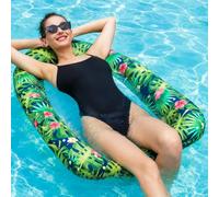 Inflatable Pool Floats for Adults, Premium Fabric Cover Pool Lounger Float with Headrest, Quick-Dry Mesh Floats Water Hammock for Summer, Blow Up Rafts Floaties for Swimming Beach Lake