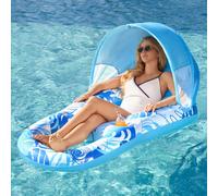 Inflatable Pool Floats Lounger Adult Pool Lounger with Canopy Pool Raft Water
