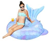 Inflatable Pool Floats,Mermaid Tail Toy | with Cup Holder and Backrest Floating Pool Chair | for Kids Adults Water Beach Lake River Party Game Vacation