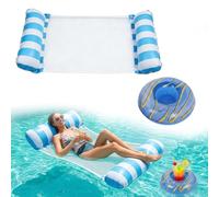 Inflatable Pool Floats, Pool Hammock with Drinks Holder, Cool Mesh Adult Swimming Floats Pool, Ideal for a Water Hammock, Lounge Chair, Rafting ＆ Buoyancy Aid