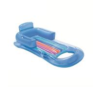 Inflatable Pool Floats Raft - Inflatable Pool Lounge with Headrest & Drink Holder Pool Mat Lounger Floaties for Adults, Comfort Inflatable Water Float with Headrest for Swimming Pool (Blue)