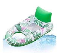 Inflatable Pool Hammock, Water Float Lounger, PVC Air Mattress Bed, Green, Versatile Seat Design with Headrest Support, for Travel Parties Backyard Amusement Park Use