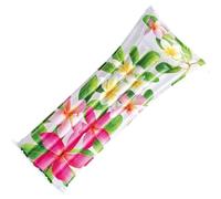 Inflatable Pool Lilo 72 Inch Fashion Lounger Float with Pillow Headrest Extra Long Air Bed Mat for Swimming Sunbathing Garden Pools Holidays Beach Trips Tropical Designs (Flowers)