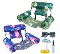 Inflatable Pool Lounge Chairs - Pack of 2 Adjustable Floating Pool Chairs for Adults, Comfortable Water Hammock with Soft Fabric, Perfect for Pool Parties, Beach and Lake Fun