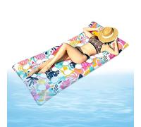 Inflatable Pool Lounge - Swimming Bed with Tropical Leaf Print, with Headrest and PVC Pool Raft, Suitable for Women, Children, Sunbathing, Water Sports, and Holiday Family Party