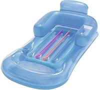 Inflatable Pool Lounger, Blue, 161 x 84 cm, with Built-in Cup Holder, Backrest and Armrests, PVC (Blue)