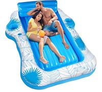 Inflatable Pool Lounger Float for Adults - 70" x 60" JIANYHW X-Large Beach Sun Tan Tub Pool Lounge Raft Sunbathing Pool Floaties with 2 Food/Drink Holder, Blow Up Tanning Pool Bed Floating Mat