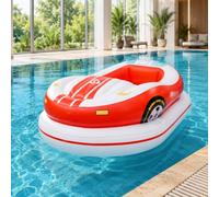 Inflatable Pool Lounger, Motorized Electric Bumper Boat for Adults with 46W Thruster, 360° Joystick Steering, 2 x 2600mAh Batteries, 265 lb Support for Summer Pool Fun Red