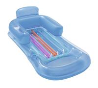 Inflatable Pool Lounger with Arm Rest Adult Swim Float Chair | Inflatable pool lounger with arm head rest & drink holder. Durable vinyl adult float for pool beach relaxation use.