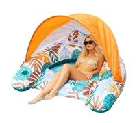 Inflatable Pool Lounger with Sun Canopy for Adults - Floating Lounger | Pool Lounger with Drink Holder, for Summer Holidays Outdoor at Hotel, Lake, River