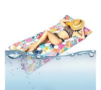 Inflatable Pool Mattress Tropical Leaf Pattern Relaxation Float | with a headrest, PVC swimming pool floater for adults for lake party and family, sunbathing in summer, women