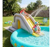 Inflatable Pool Slide, 200x80cm PVC Inflatable Water Slide with Water-fillable Base, Easy Setup Slides for Kids Backyard Summer Party (Yellow)